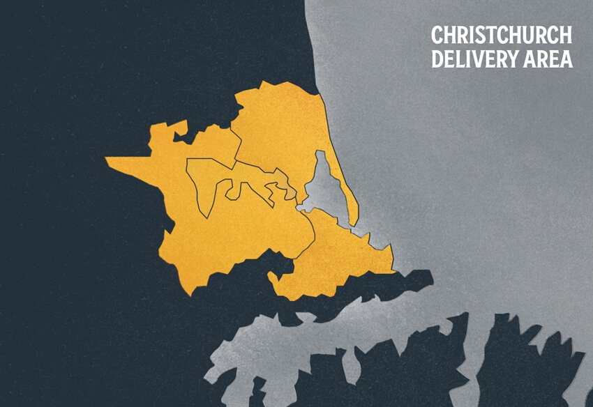 Cassels at Home Delivery Map for Christchurch